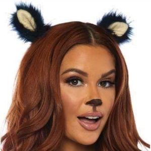 Leg Avenue Costume 2pc Black Furry Ear Clips